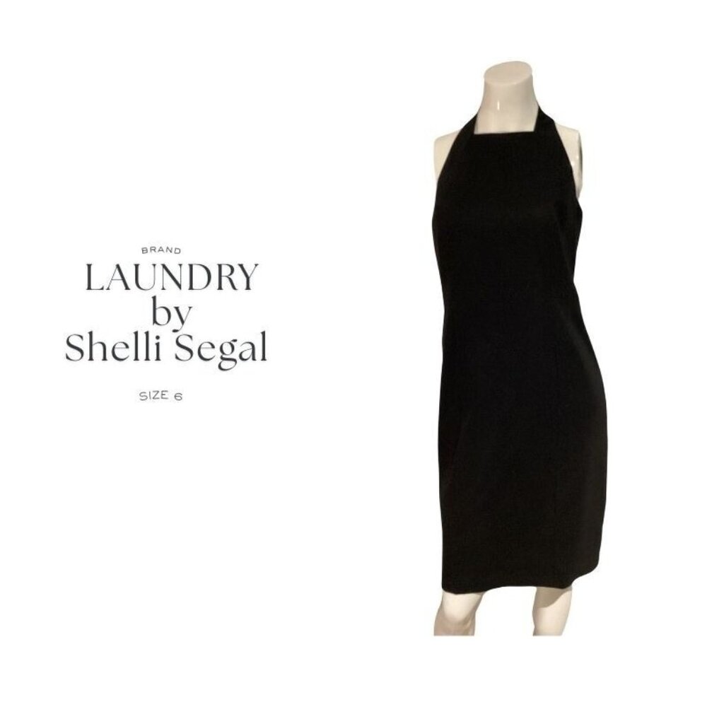 Laundry By Shelli Segal Womens Dress Size 6 Black Sleeveless Cut Out Back & Zip
